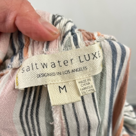 Saltwater Luxe Womens Striped Jumpsuit Sleeveless Wide Leg Pockets Size Medium - Picture 11 of 12